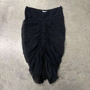 Early 2000s Moschino Ruched Mesh Draped Midi Skirt.